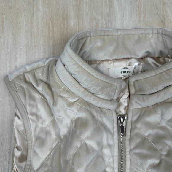 Entro Ivory Quilted Winter Full Zip Sleeveless Outdoor Casual Chic Vest Large - Picture 3 of 16
